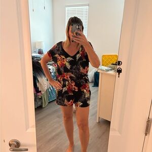 One Clothing Floral Jumpsuit - Black and Multicolor